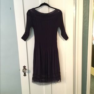 Sheer crepe pleated dress